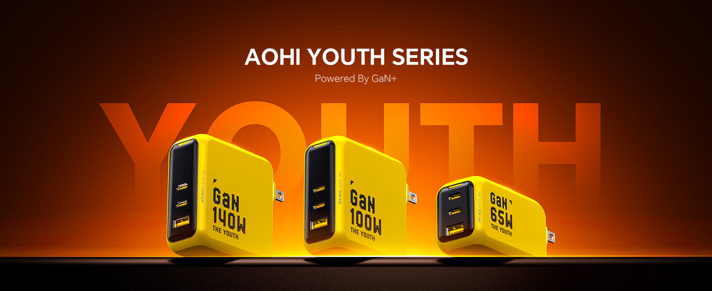 AOHI THE YOUTH PD PPS 65W GAN 3-Port Foldable Charger
