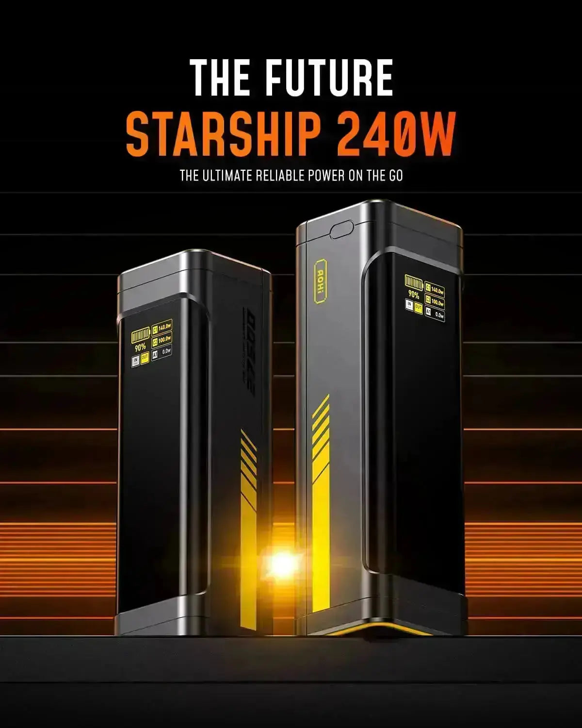 AOHI The Future Starship 240W 27,600mAh LED Display Power Bank with THE FUTURE Adonis USB4 2.0 USB-C to USB-C Cable AOHI