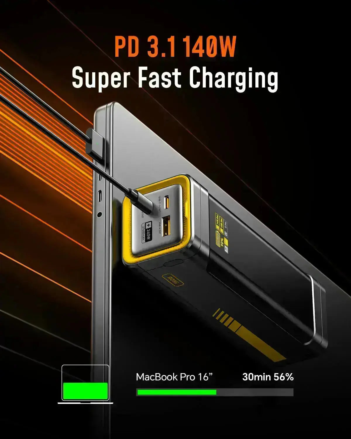 AOHI The Future Starship 240W 27,600mAh LED Display Power Bank with THE FUTURE Adonis USB4 2.0 USB-C to USB-C Cable AOHI