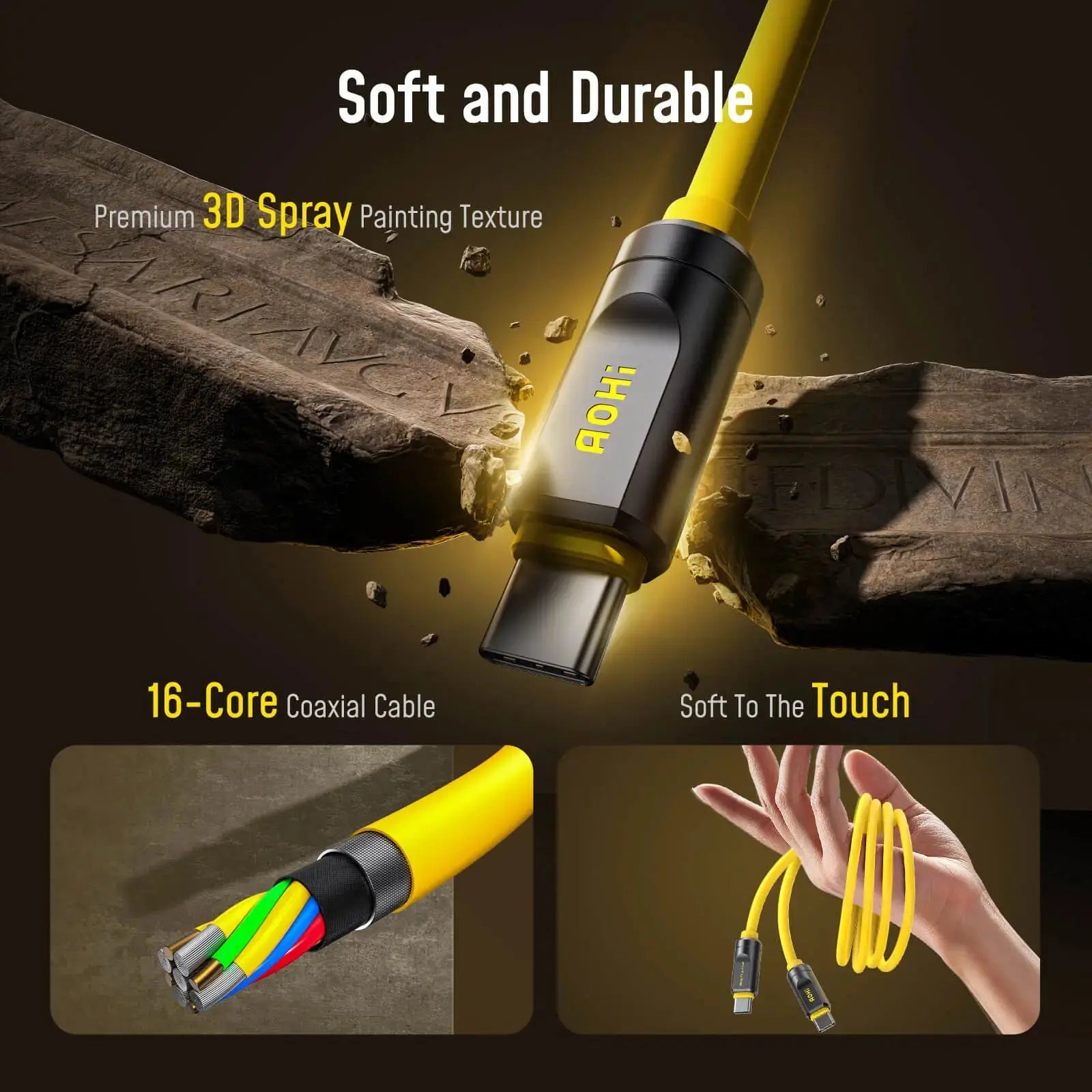 AOHI THE FUTURE Adonis USB4 2.0 240W USB-C to USB-C Cable 3.3FT (120Gbps/ 8K/ PD3.1/ Thunderbolt 5 Compatible) AOHi