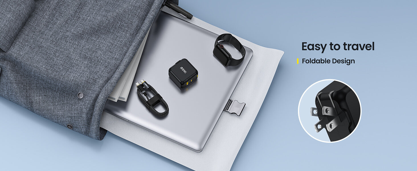 AOHI MAGCUBE 67W DUAL-PORT FOLDABLE GAN CHARGER WITH LED CABLE