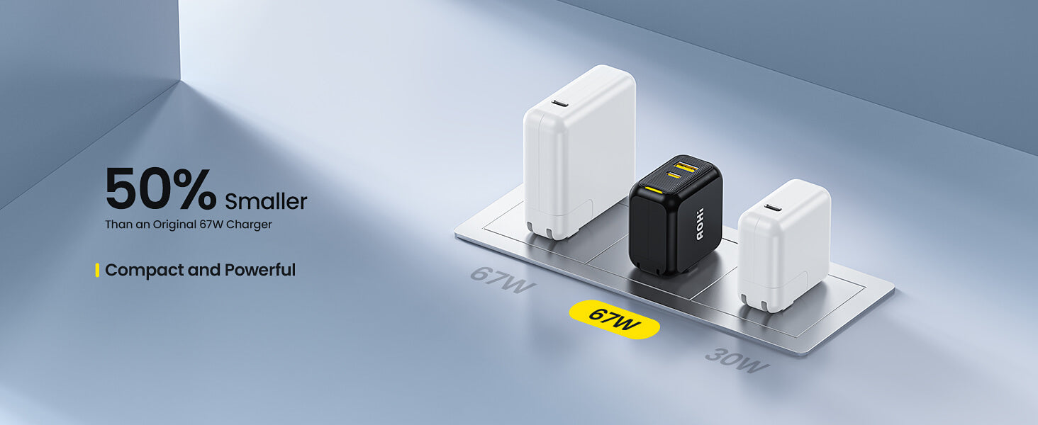 AOHI MAGCUBE 67W DUAL-PORT FOLDABLE GAN CHARGER WITH LED CABLE