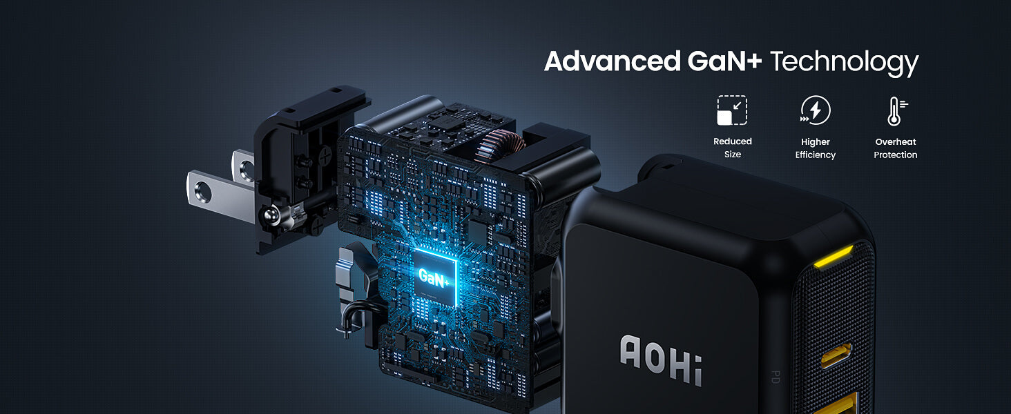 AOHI MAGCUBE 67W DUAL-PORT FOLDABLE GAN CHARGER WITH LED CABLE